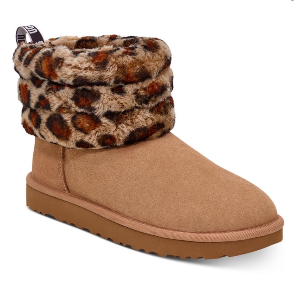 🔥NWB UGG Women’s Fluff Mini Quilted Leopard Boots